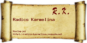 Radics Karmelina névjegykártya